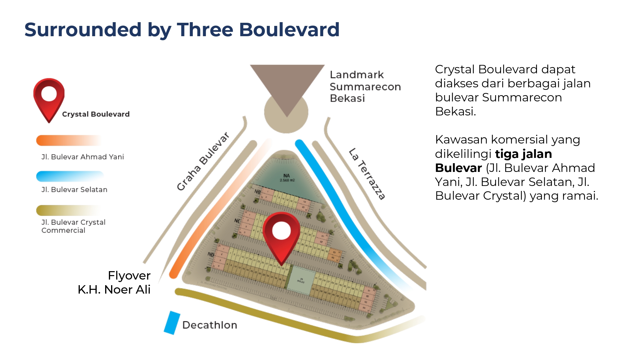 Ruko Crystal Boulevard dikelilingi 3 boulevar